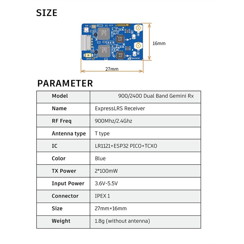 B78B-900MHz 2.4GHz 915MHz ELRS - Drone Racing Receiver のレビューと価格